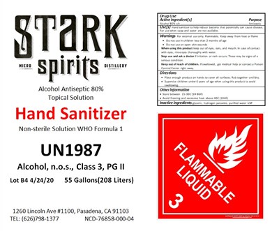 208 L Label (Hand Sanitizer 55 Gallon Drum)
